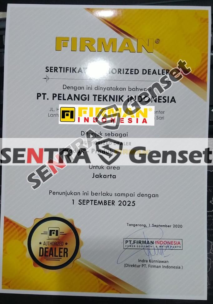 Sertifikat Mesin Pemanen Padi FIRMAN FCH 1207 Asli