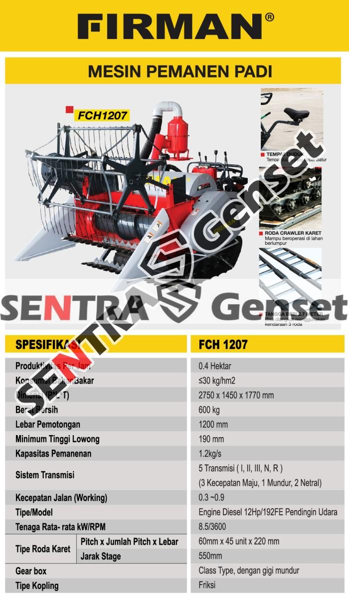 Spesifikasi Mesin Pemanen Padi FIRMAN FCH 1207